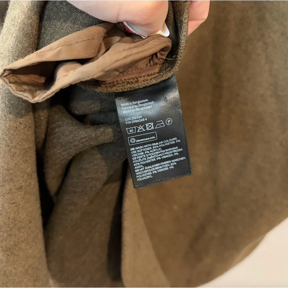 H&M Brown Longline Shacket Oversized Shirt‎ Jacket Button Front SMALL